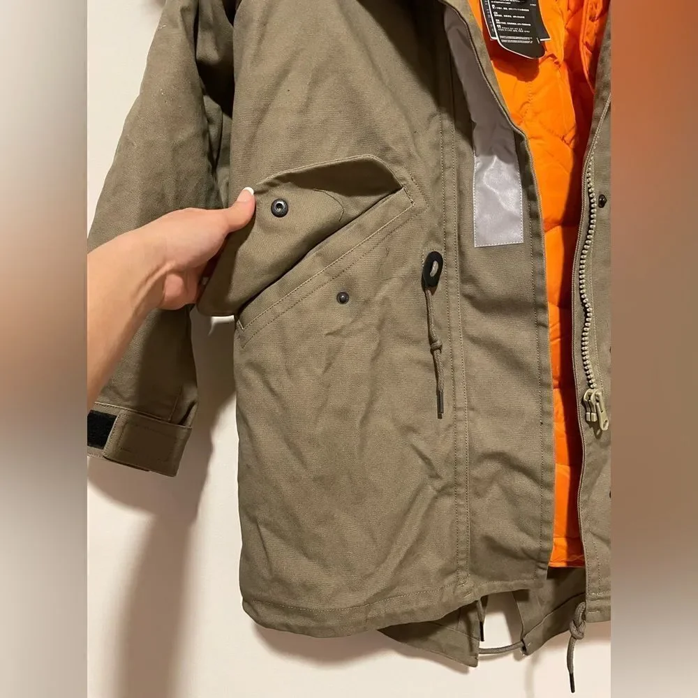 Converse Khaki Shield Storm Parka With Faux Fur Lined Hood - Picture 14 of 16